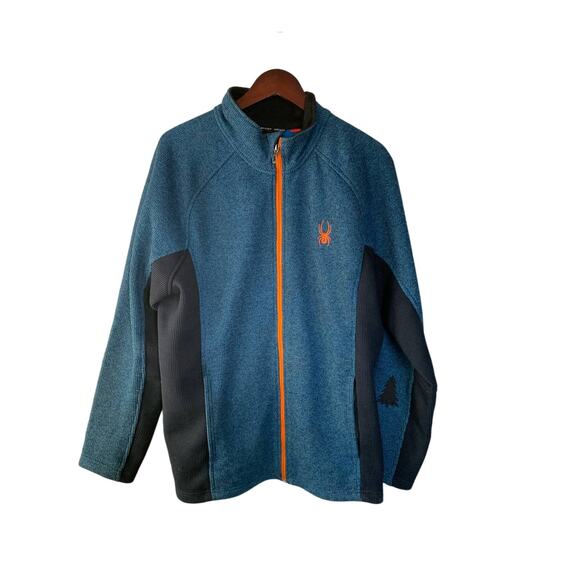 Spyder full zip sweater jacket blue black orange Men's XL - Picture 1 of 10